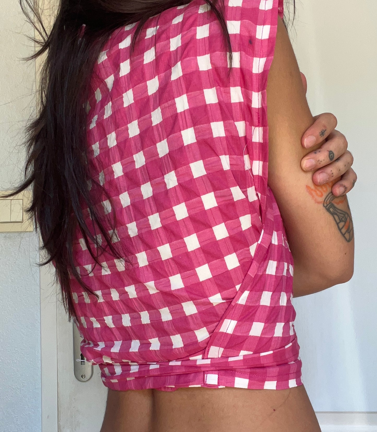 ziggi top - carreaux roses