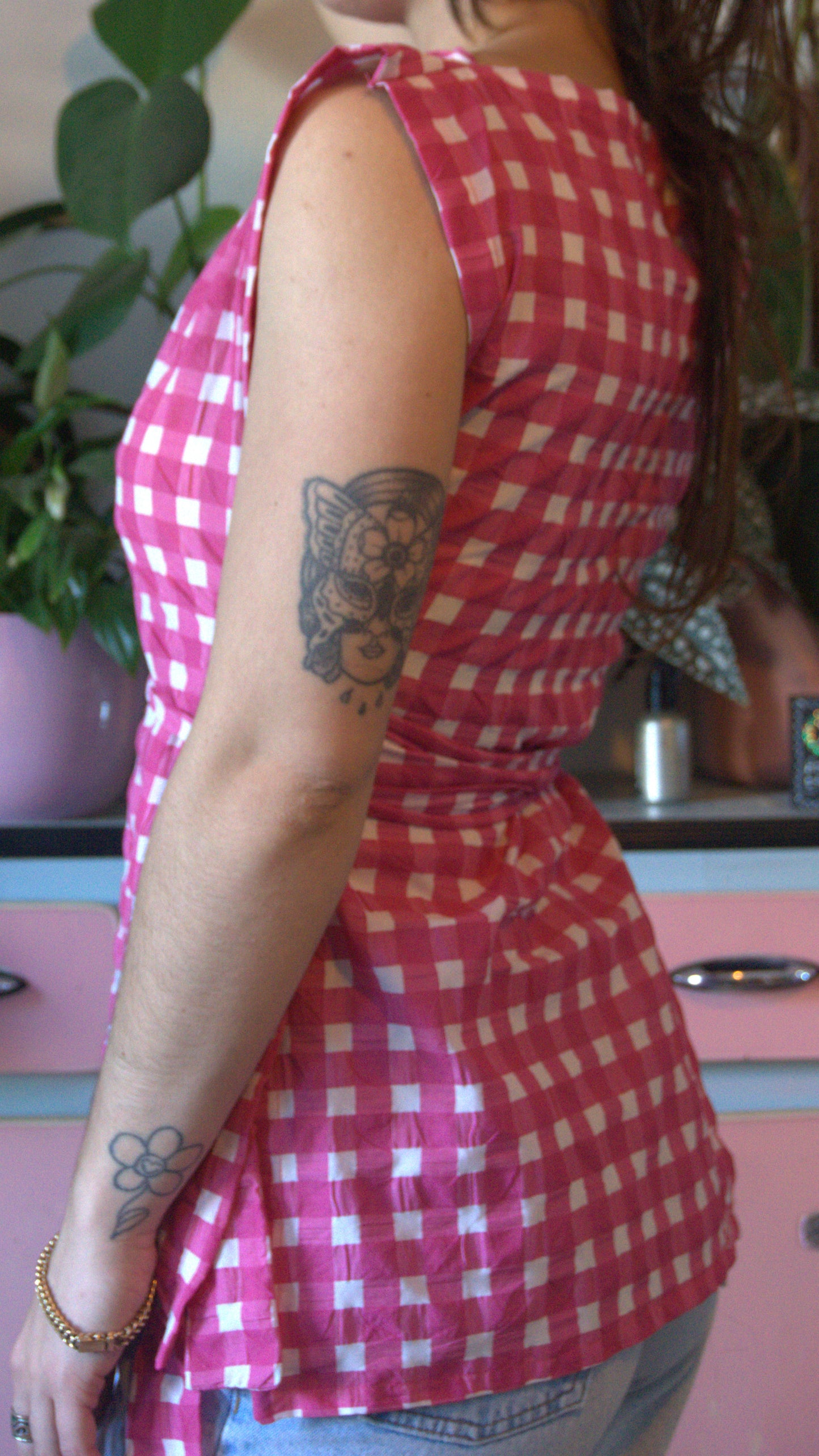 ziggi top - carreaux roses