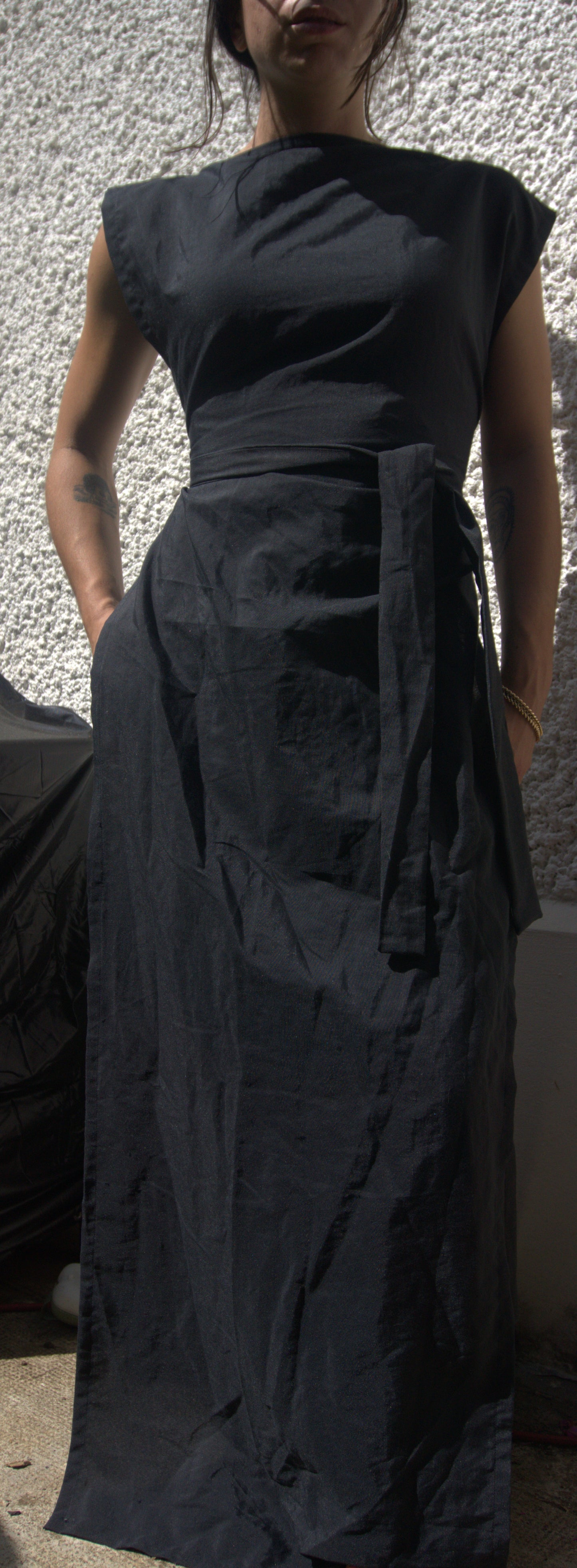 ziggi dress maxi - satin de coton noir