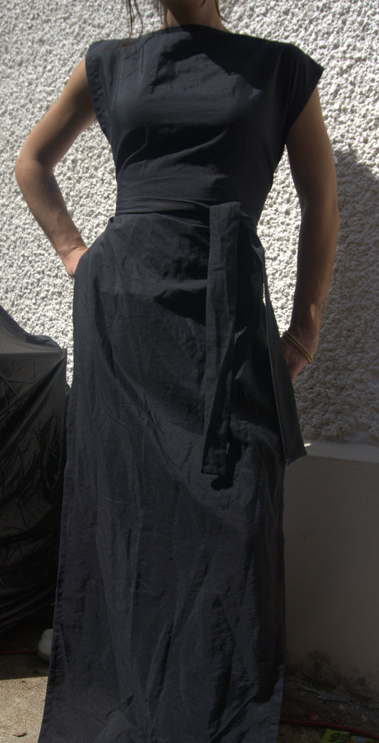 ziggi dress maxi - satin de coton noir