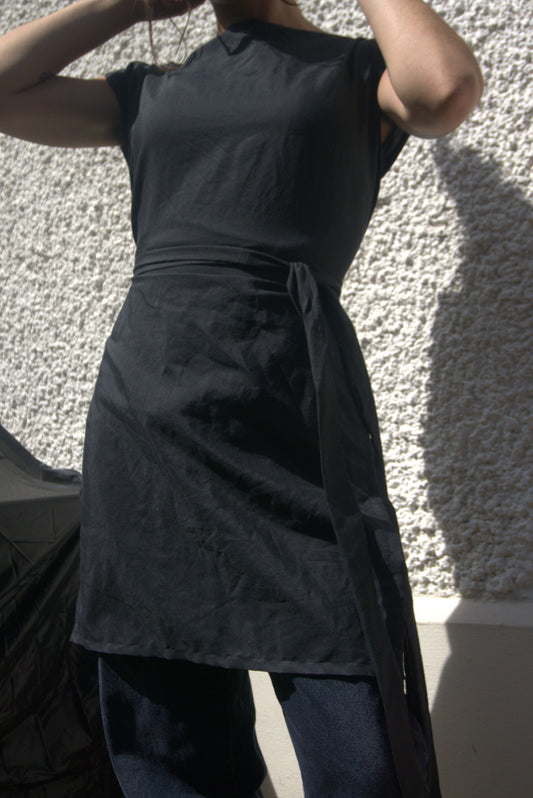 ziggi dress midi - satin de coton noir