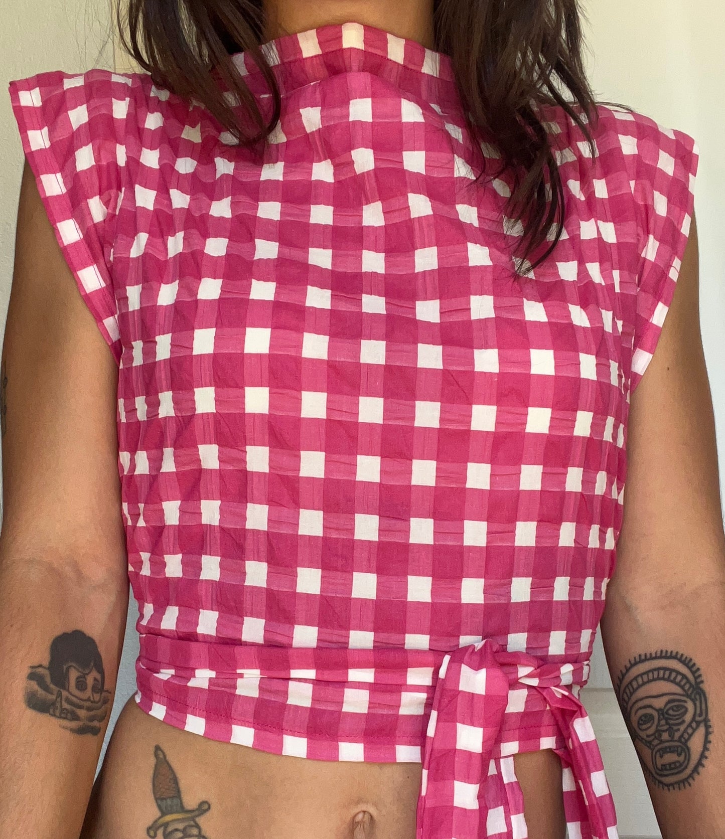 ziggi top - carreaux roses