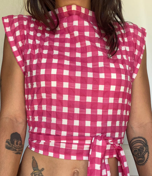 ziggi top - carreaux roses