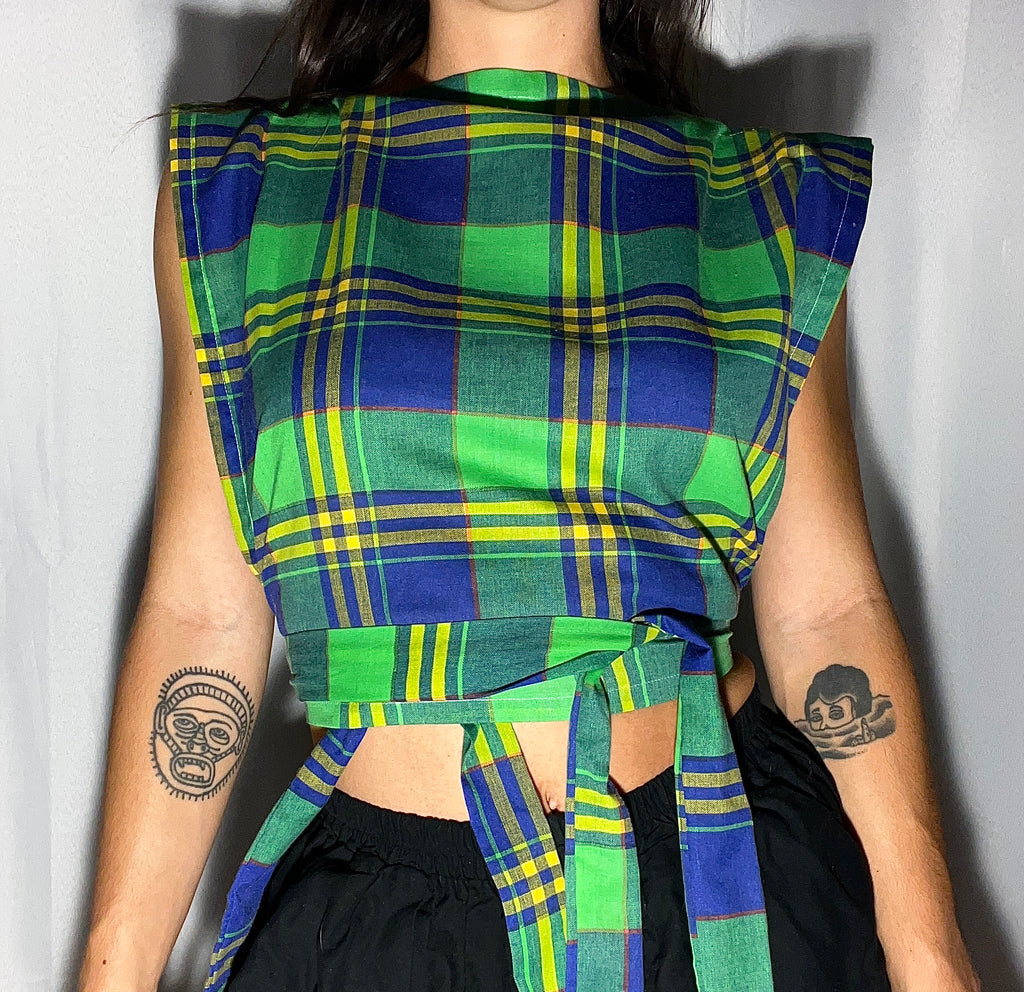 ziggi top - écossais vert/bleu